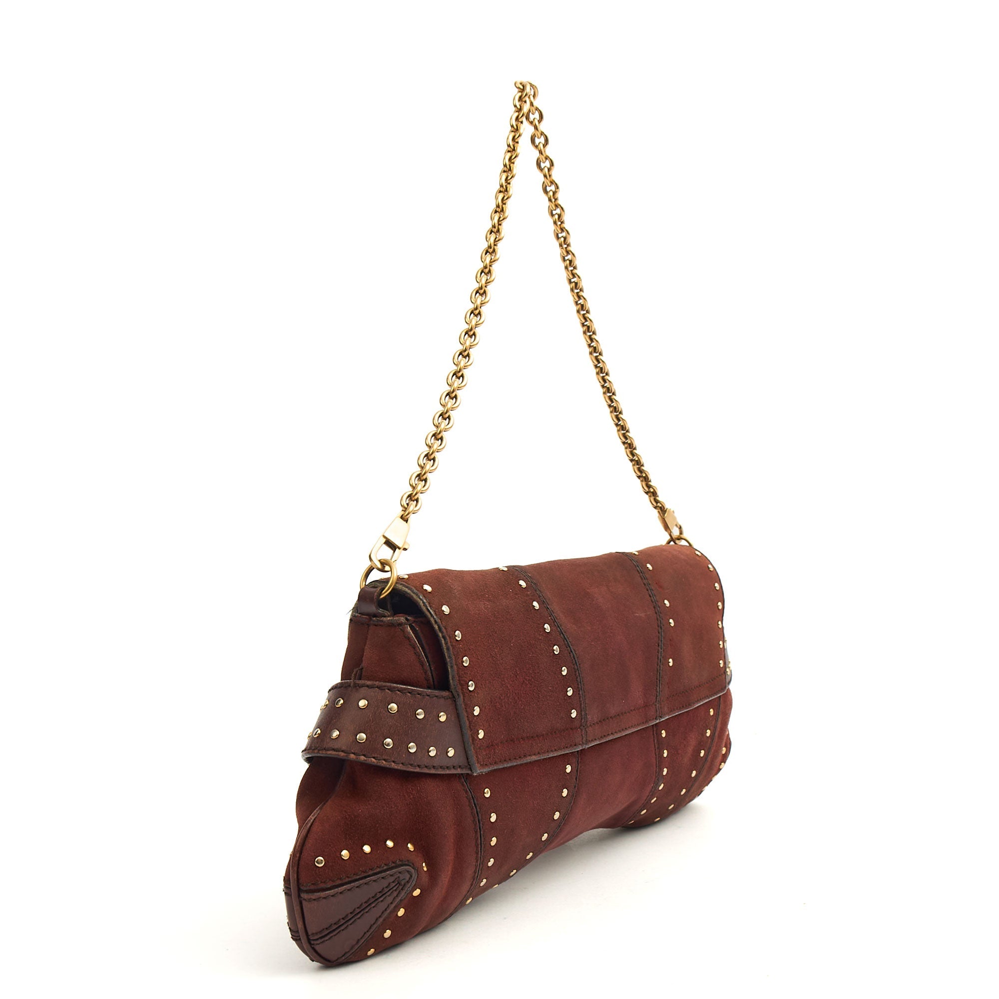 Gucci Shoulder Bag 1955 Horsebit Shoulder Bag in Brown, Suede — Side View