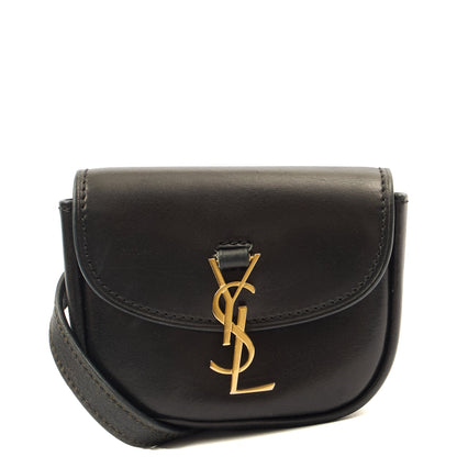 Saint Laurent Cross Body Kaia Belt Bag in Black, Leather — Front View