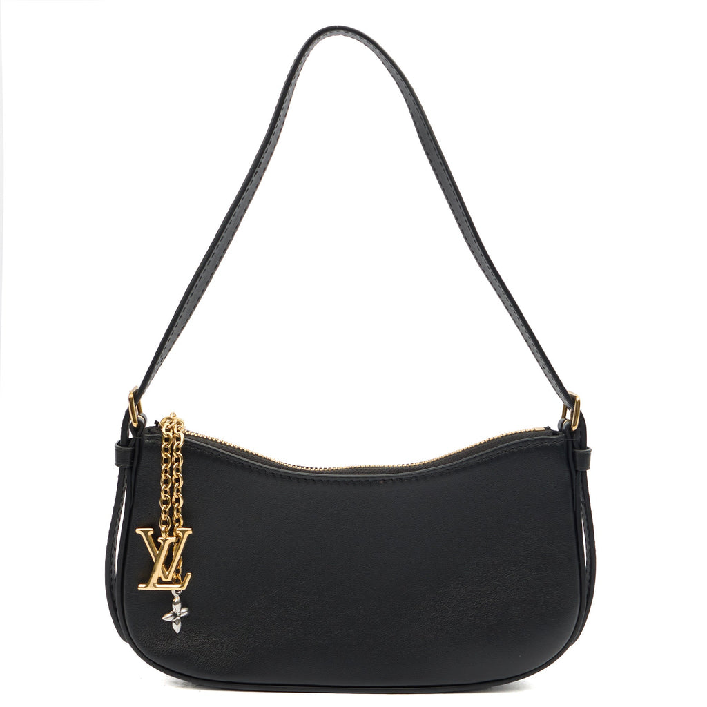 Louis Vuitton Shoulder Bag Bloom Pochette in Black, Leather — Front View