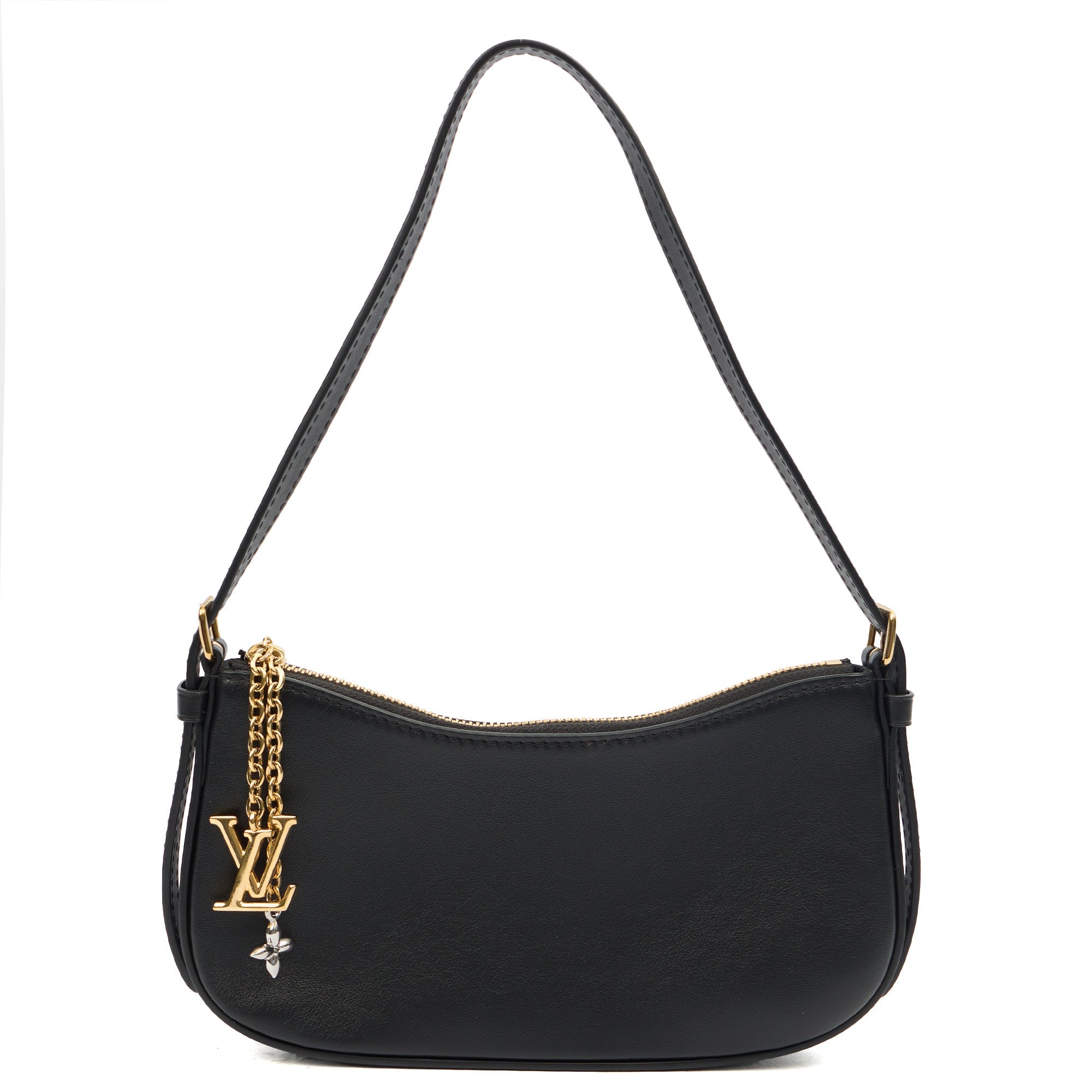 Louis Vuitton Shoulder Bag Bloom Pochette in Black, Leather — Front View