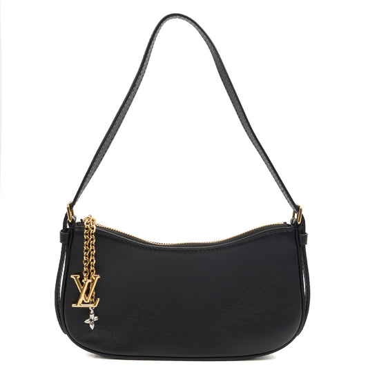 Louis Vuitton Shoulder Bag Bloom Pochette in Black, Leather — Front View