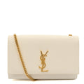 Saint Laurent Cross Body Kate Medium in White, Calfskin Leather — Front View