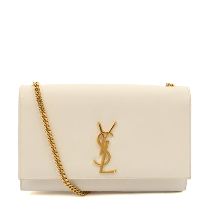 Saint Laurent Cross Body Kate Medium in White, Calfskin Leather — Front View
