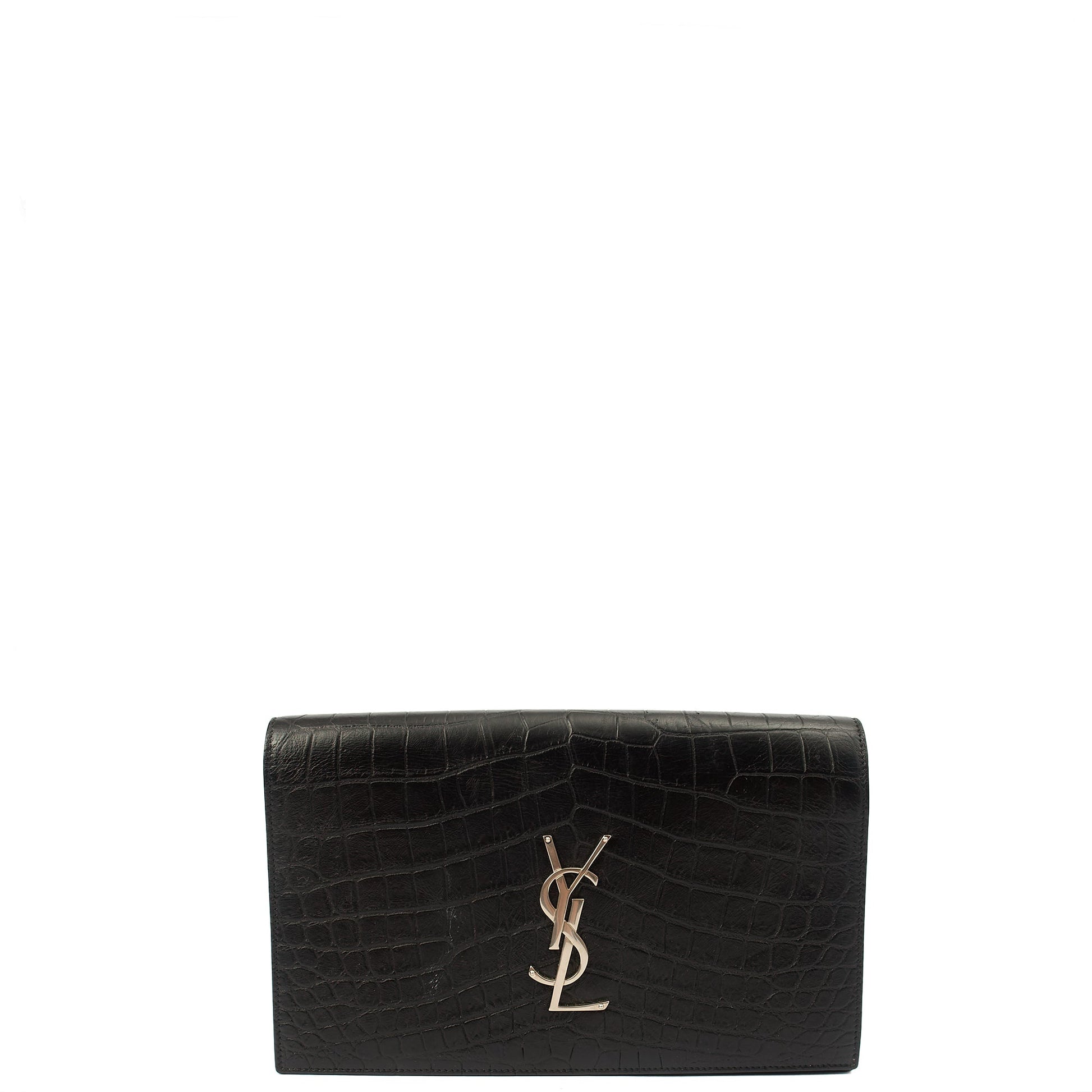 Saint Laurent Clutch Cassandra Clutch in Black, Exotic Effect Leather — Alternate View 13