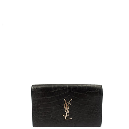 Saint Laurent Clutch Cassandra Clutch in Black, Exotic Effect Leather — Alternate View 13