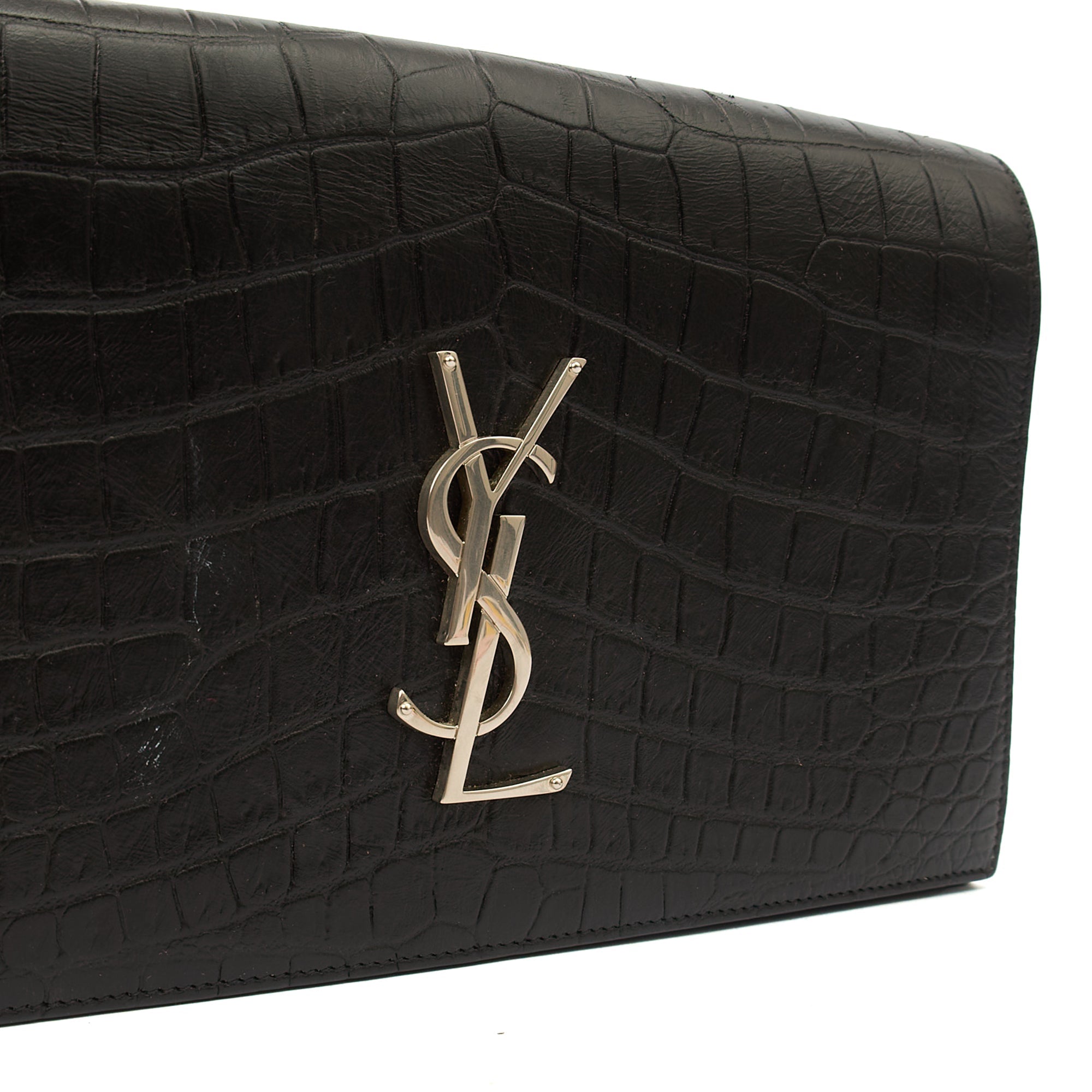 Saint Laurent Clutch Cassandra Clutch in Black, Exotic Effect Leather — Alternate View 18