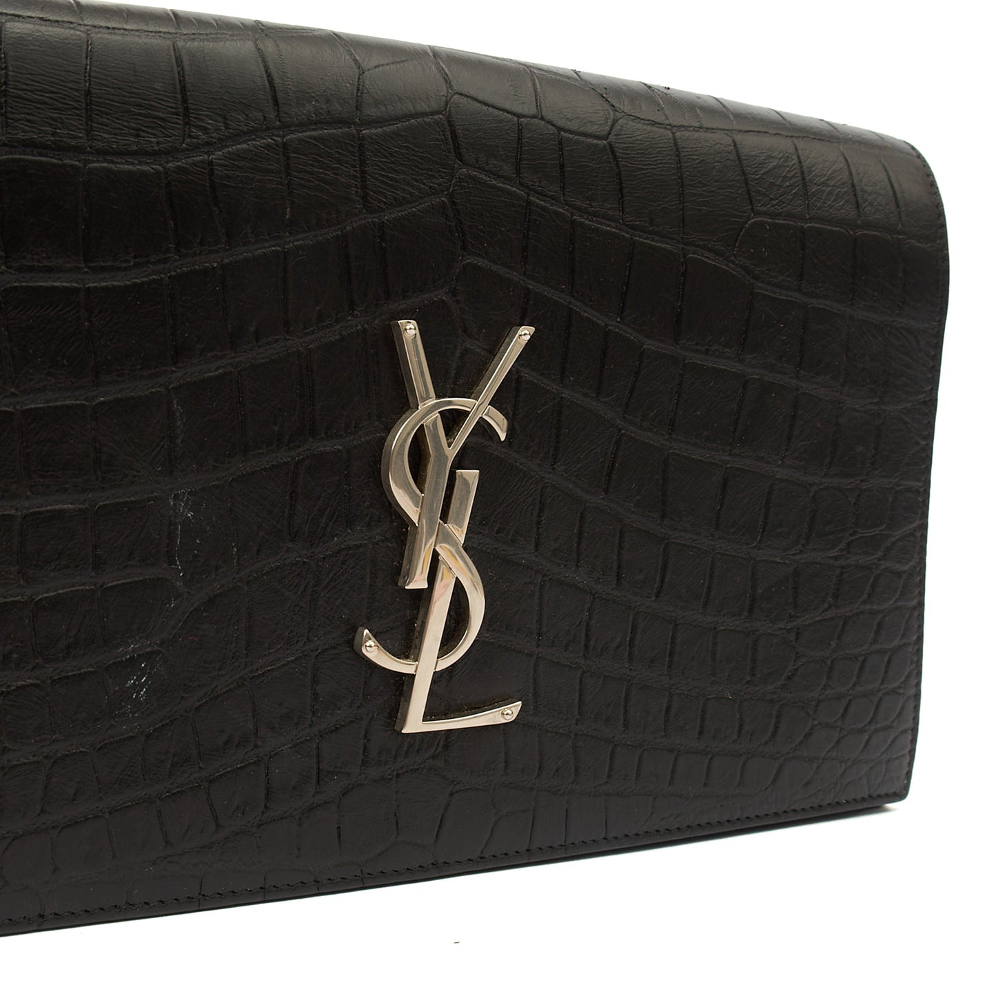 Saint Laurent Clutch Cassandra Clutch in Black, Exotic Effect Leather — Alternate View 12