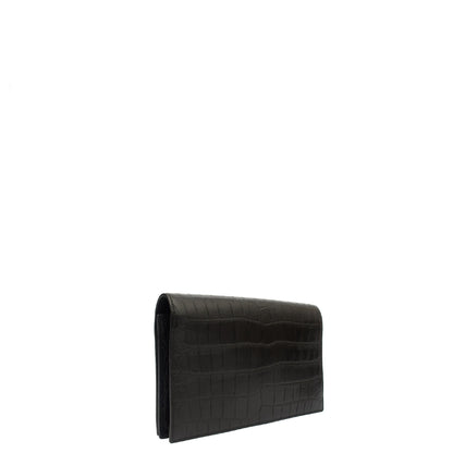 Saint Laurent Clutch Cassandra Clutch in Black, Exotic Effect Leather — Alternate View 14