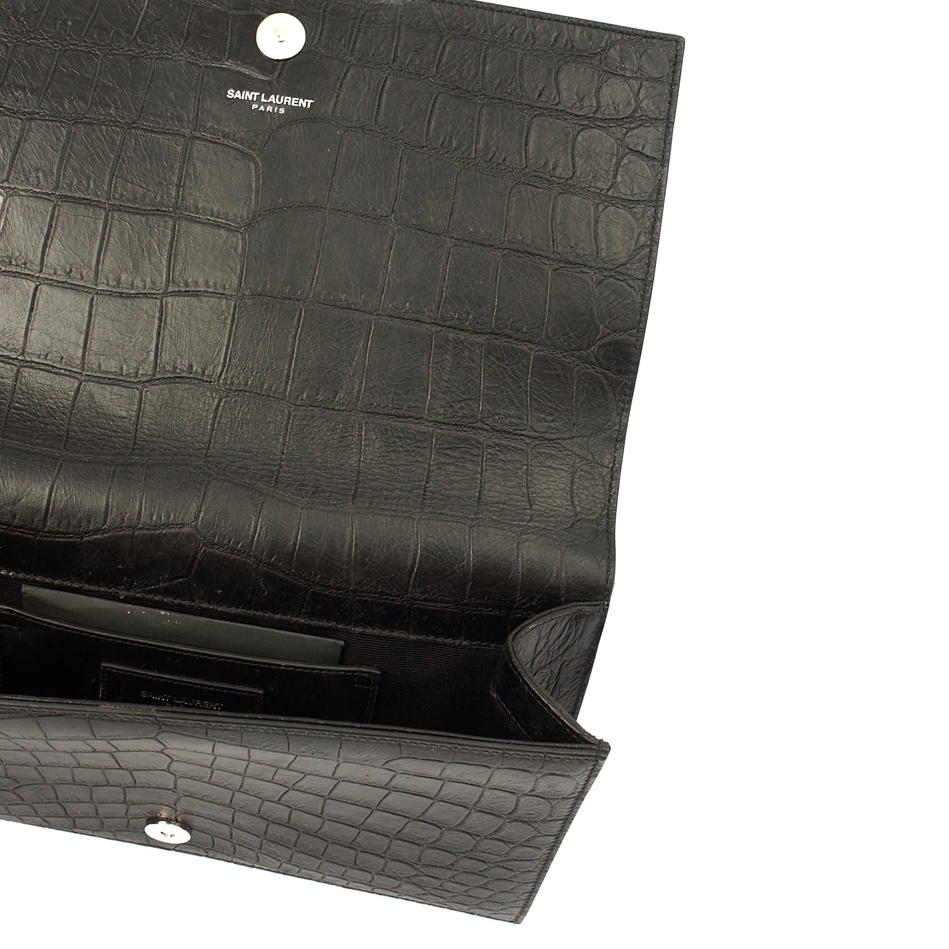 Saint Laurent Clutch Cassandra Clutch in Black, Exotic Effect Leather — Alternate View 17