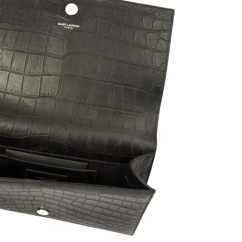 Saint Laurent Clutch Cassandra Clutch in Black, Exotic Effect Leather — Alternate View 11