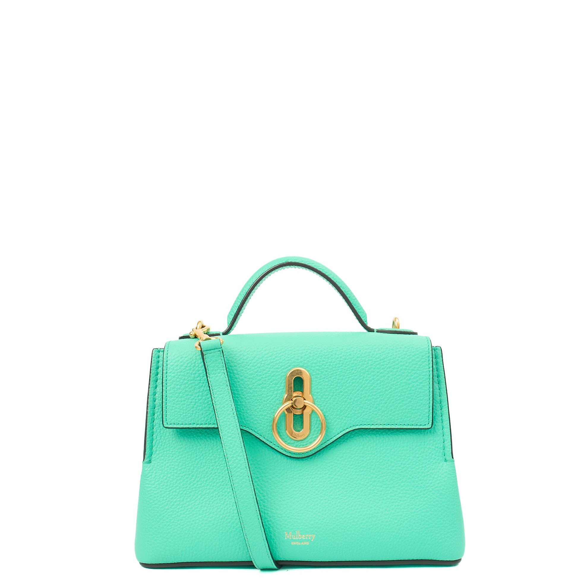 Mulberry Top Handle Seaton - Mini in Aqua Green, Calfskin Leather — Front View