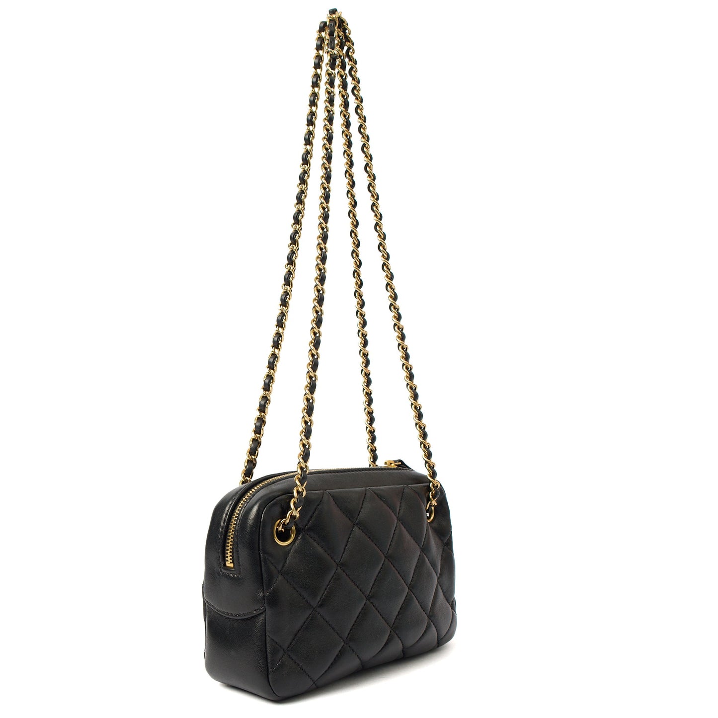 Chanel Cross Body Camera Bag in Black, Lambskin Leather — Top View