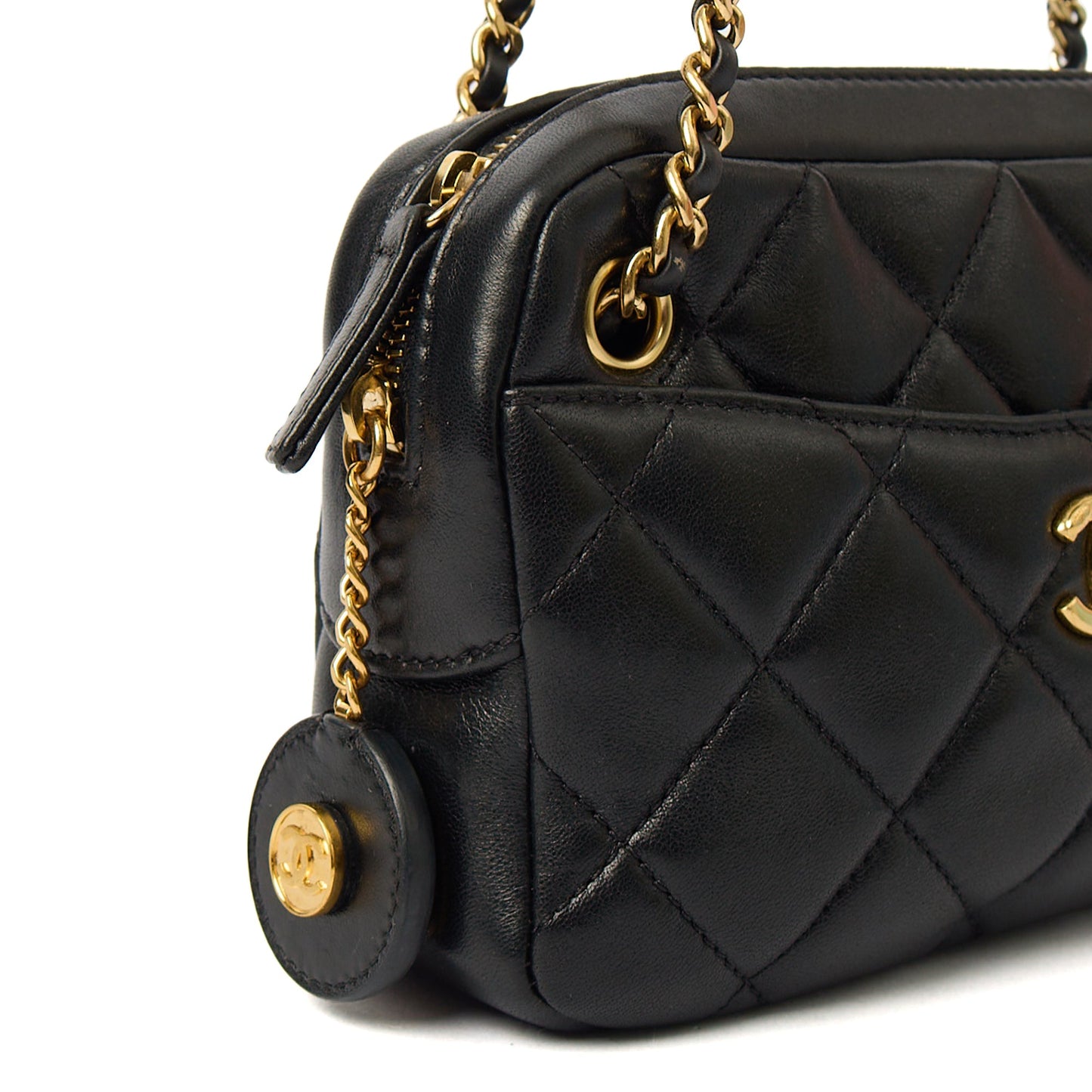 Chanel Cross Body Camera Bag in Black, Lambskin Leather — Lifestyle View