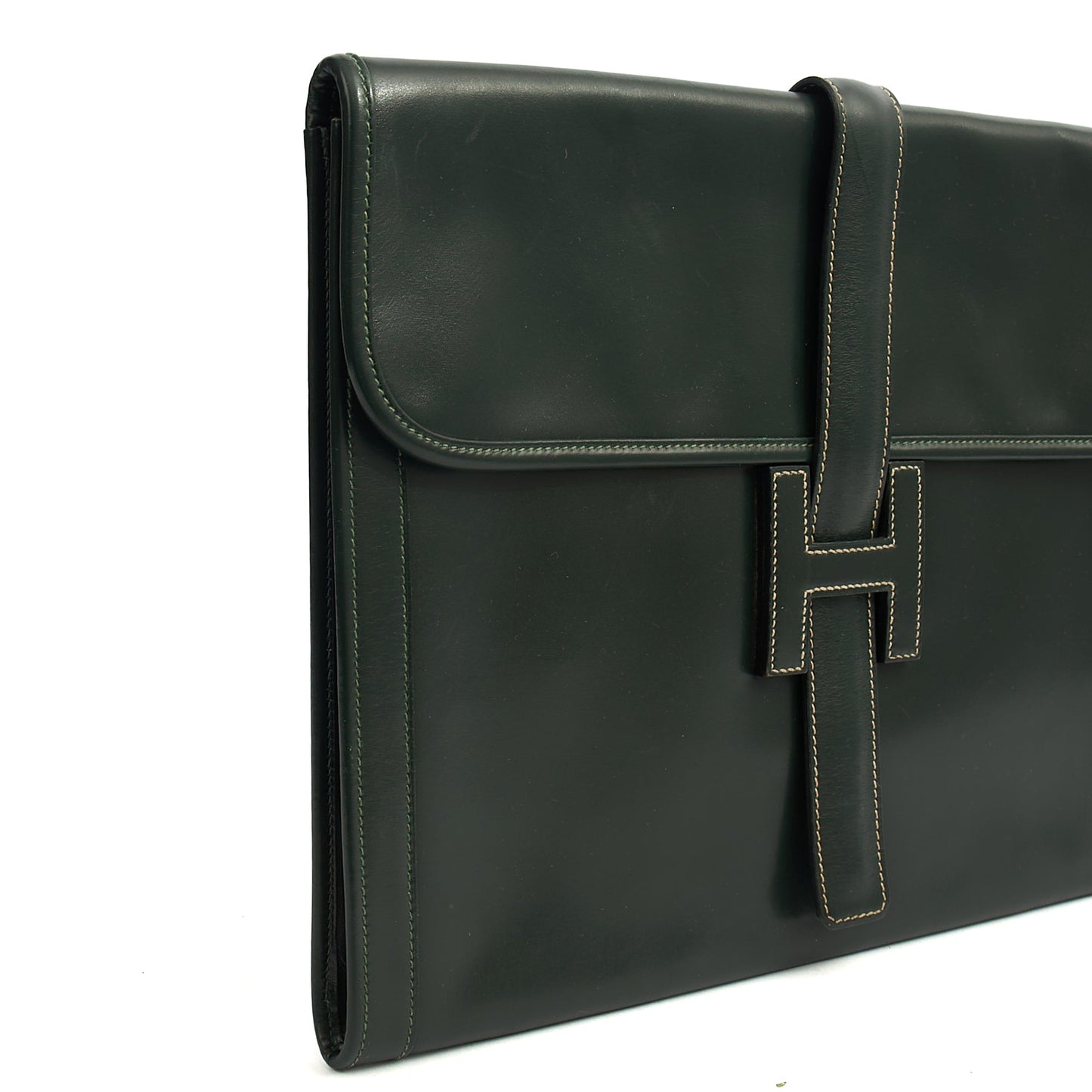 Hermes Jige  in Vert Anglaise, Box Calf Leather — Alternate View 7