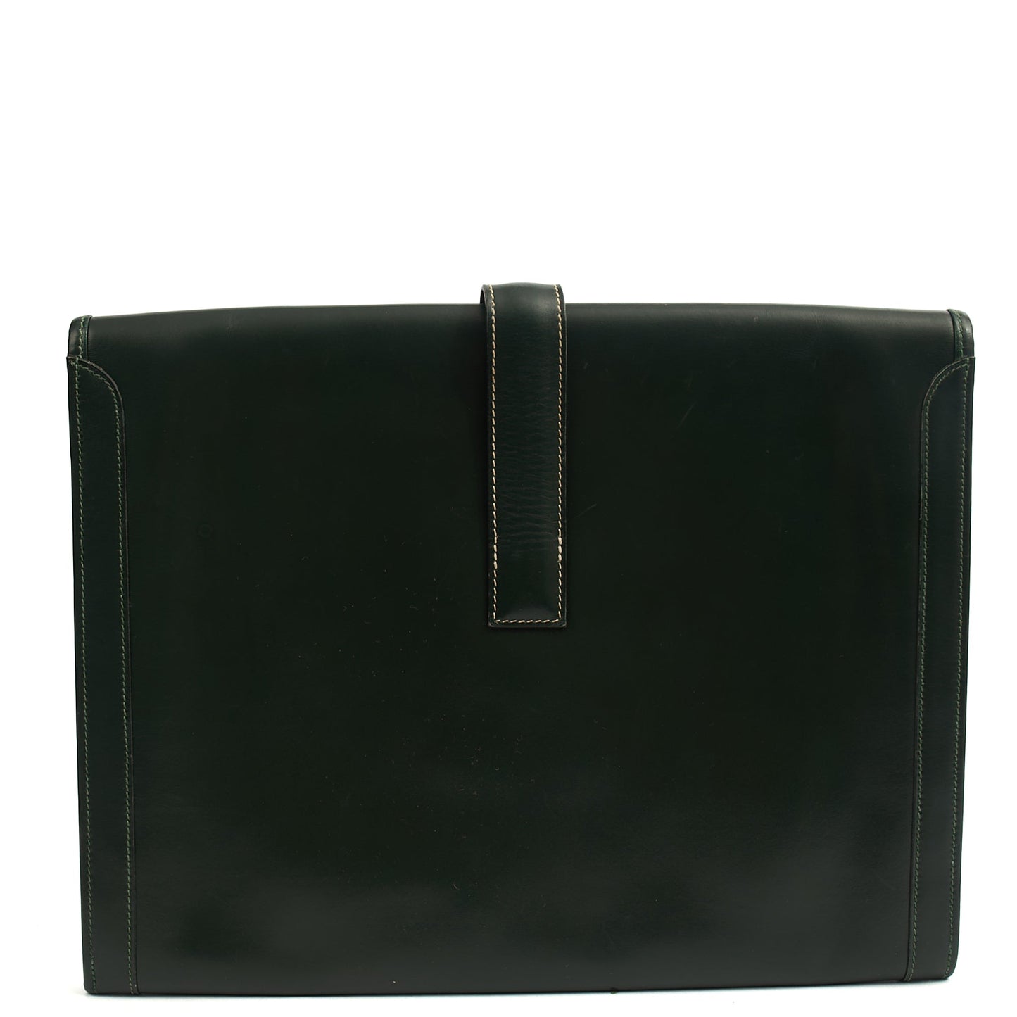 Hermes Jige  in Vert Anglaise, Box Calf Leather — Back View