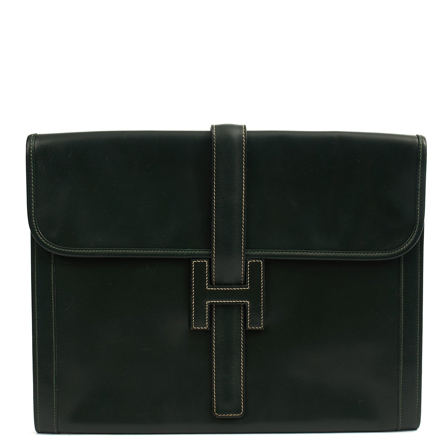 Hermes Jige  in Vert Anglaise, Box Calf Leather — Alternate View 10