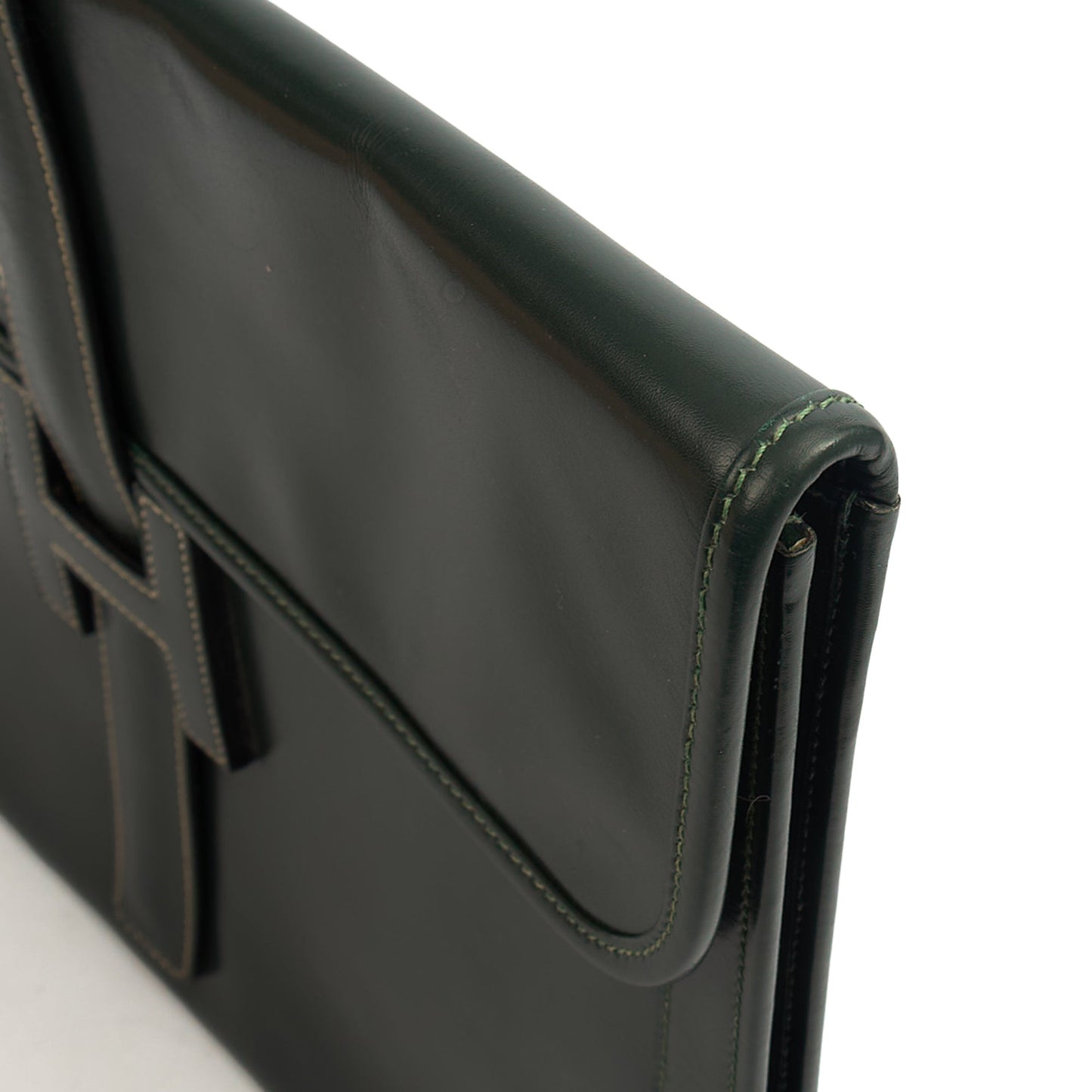 Hermes Jige  in Vert Anglaise, Box Calf Leather — Top View