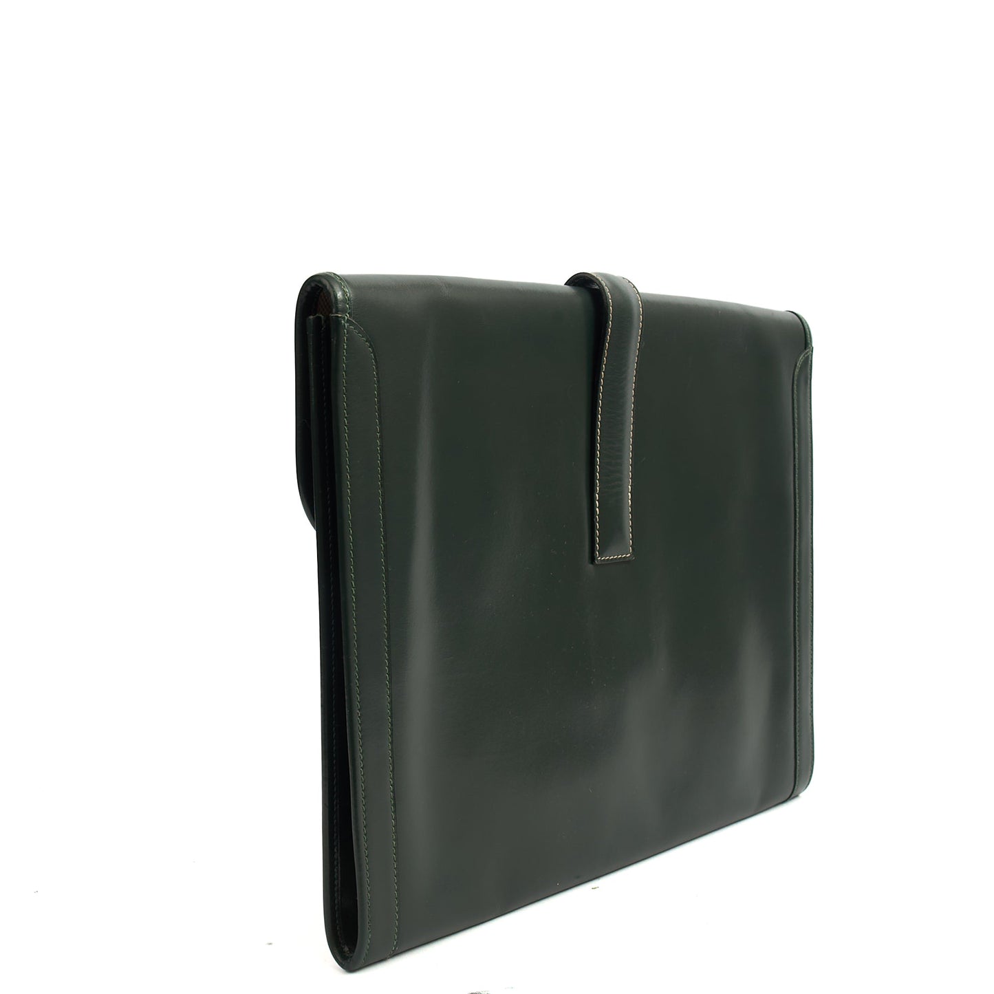Hermes Jige  in Vert Anglaise, Box Calf Leather — Side View