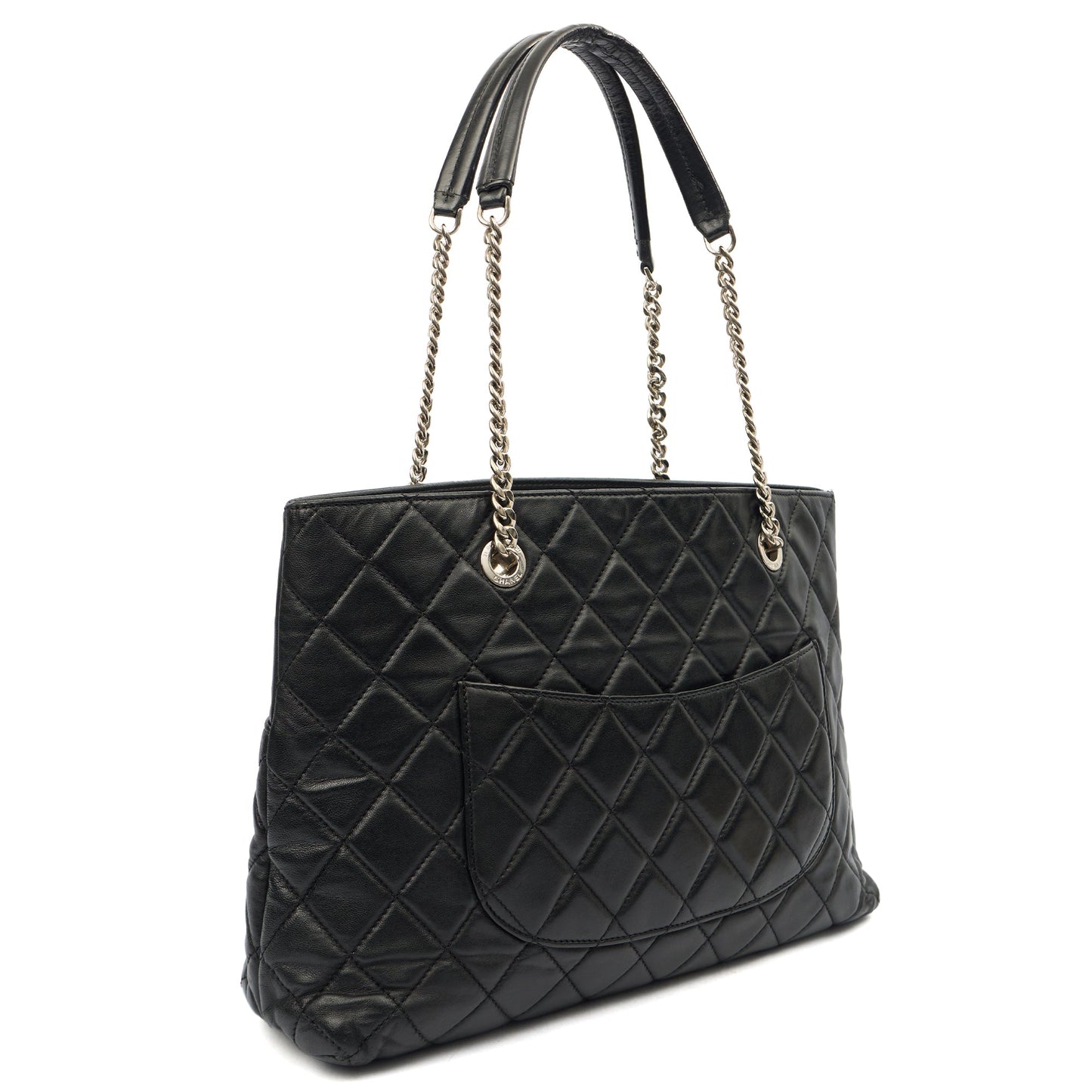 Chanel Tote Tote in Black, Lambskin Leather — Back View