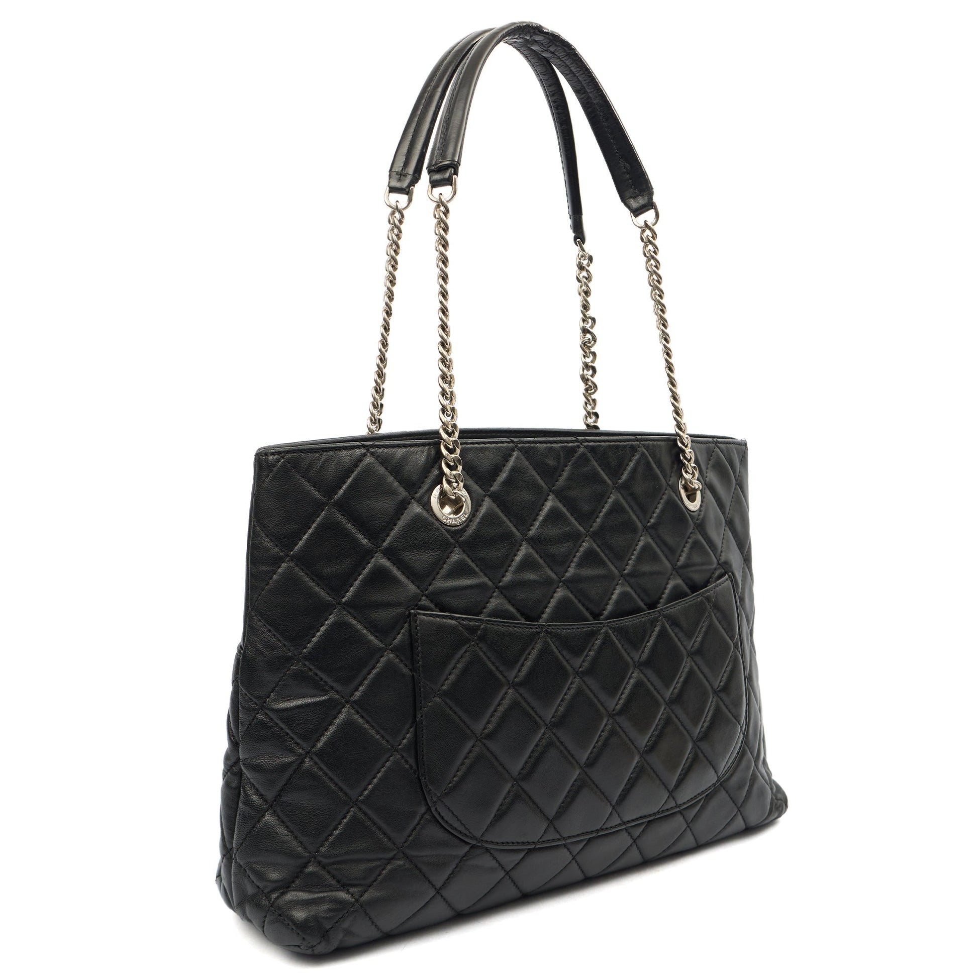Chanel Tote Tote in Black, Lambskin Leather — Back View
