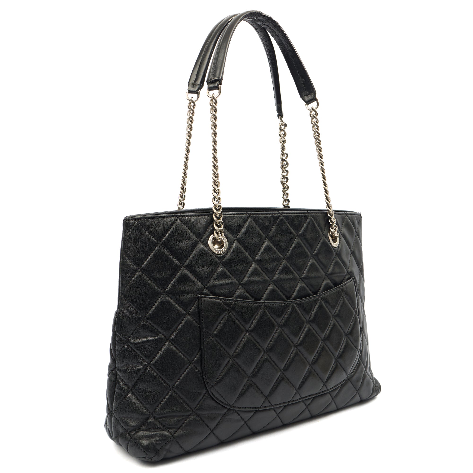 Chanel Tote Tote in Black, Lambskin Leather — Back View