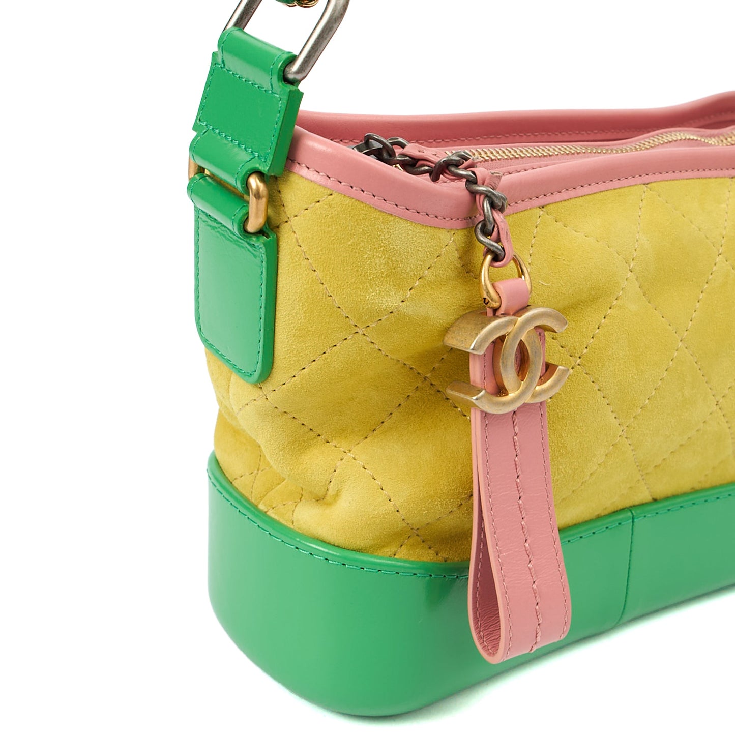 Chanel Cross Body Gabrielle Hobo - Small in Yellow, Suede — Alternate View 7