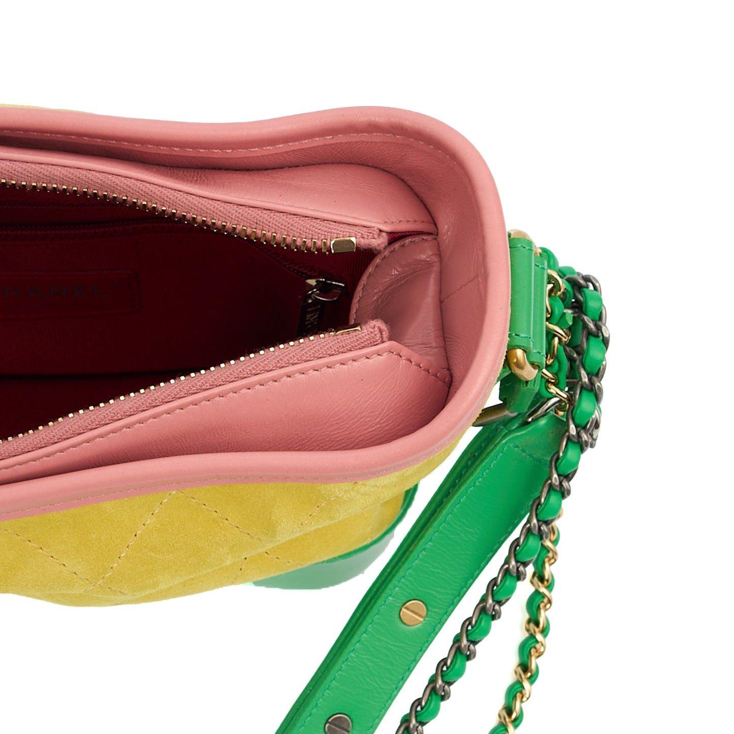 Chanel Cross Body Gabrielle Hobo - Small in Yellow, Suede — Alternate View 10