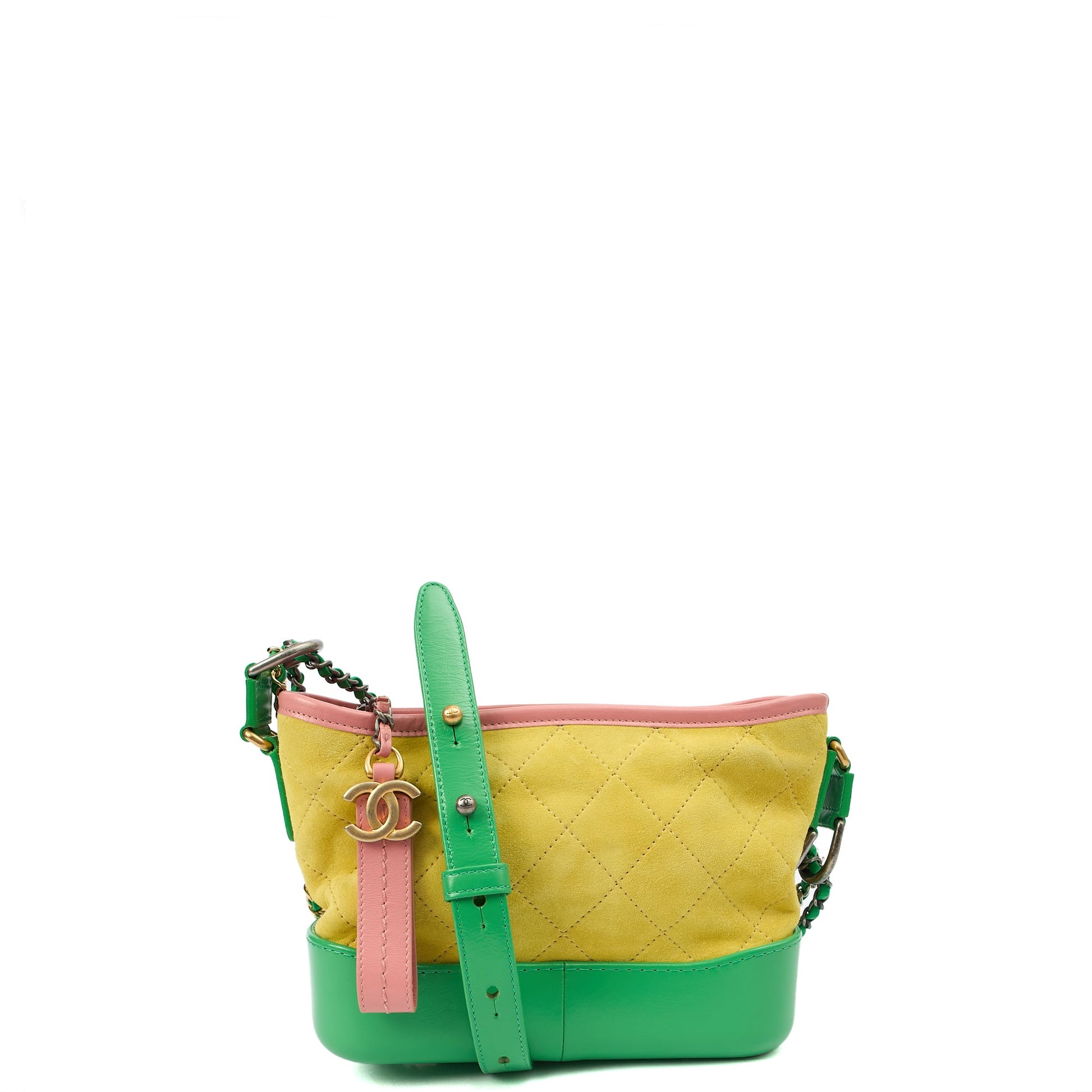 Chanel Cross Body Gabrielle Hobo - Small in Yellow, Suede — Front View
