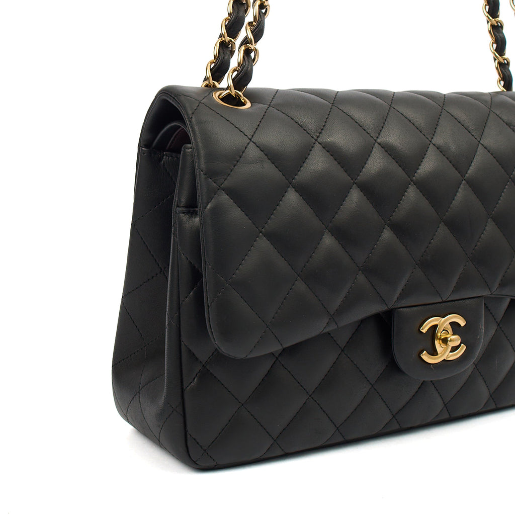 Chanel Shoulder Bag Classic Double Flap - Large in Black, Lambskin Leather — Alternate View 7