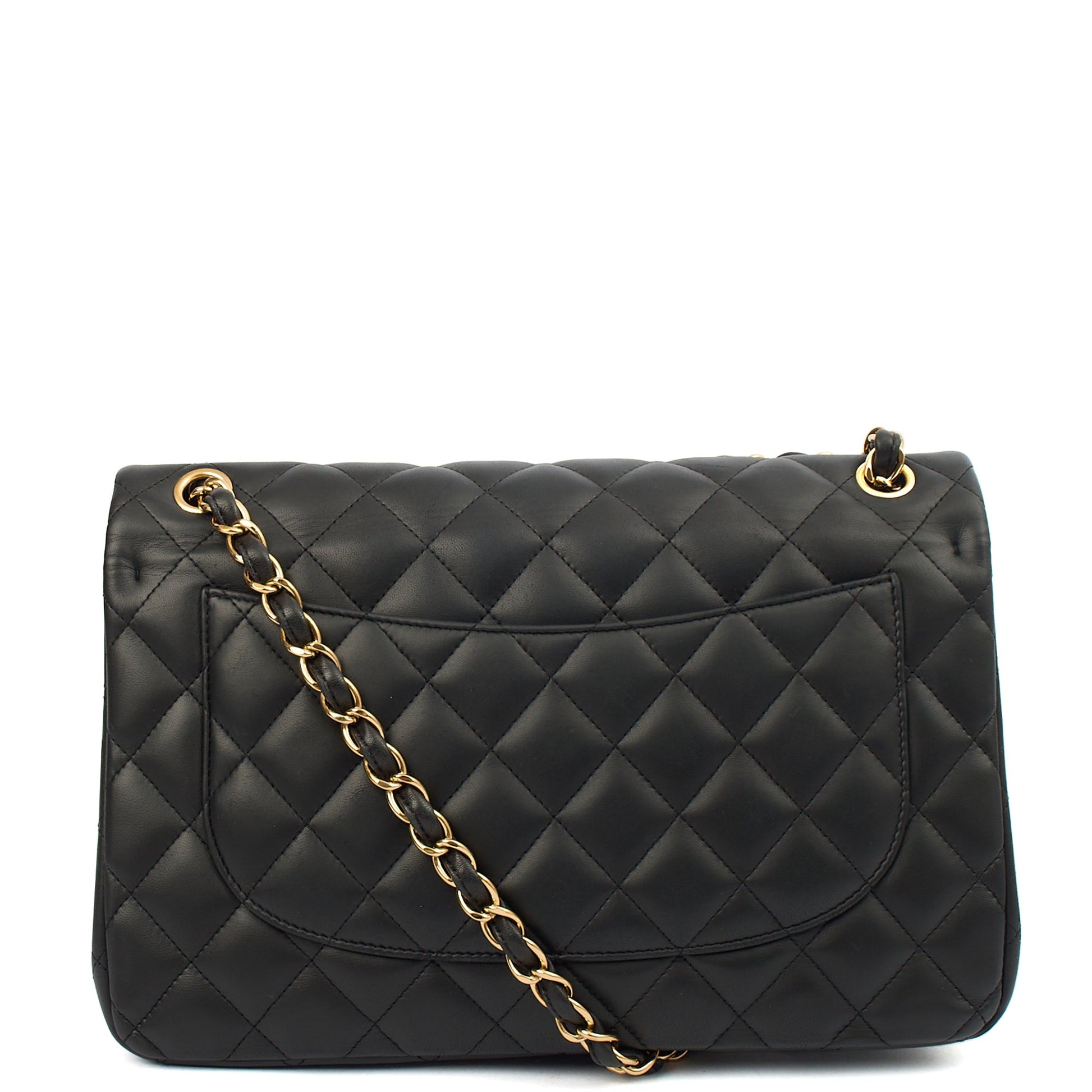 Chanel Shoulder Bag Classic Double Flap - Large in Black, Lambskin Leather — Top View