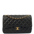 Chanel Shoulder Bag Classic Double Flap - Large in Black, Lambskin Leather — Front View