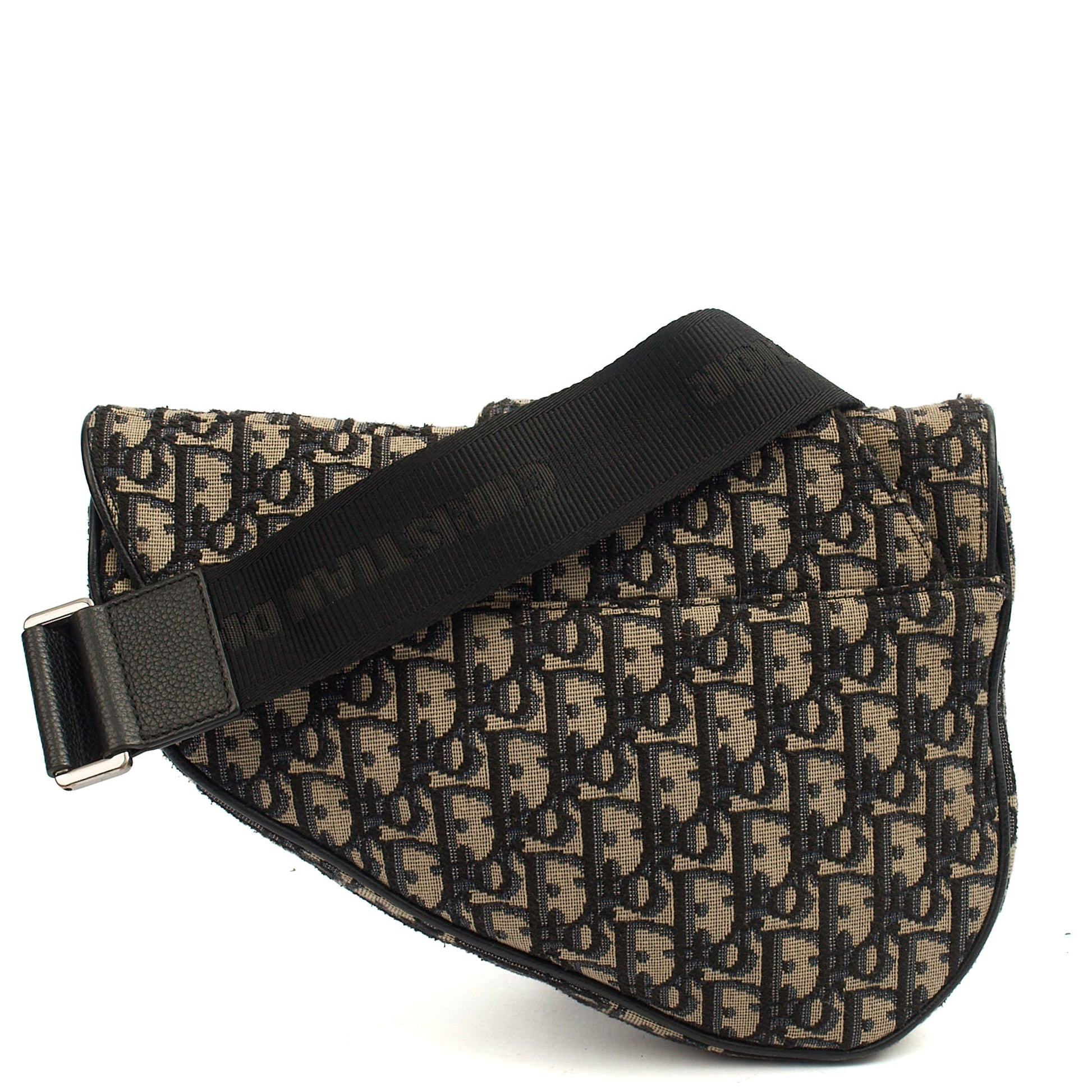 Christian Dior Cross Body Homme - Saddle Bag in Blue, Dior Oblique Embroidery — Top View
