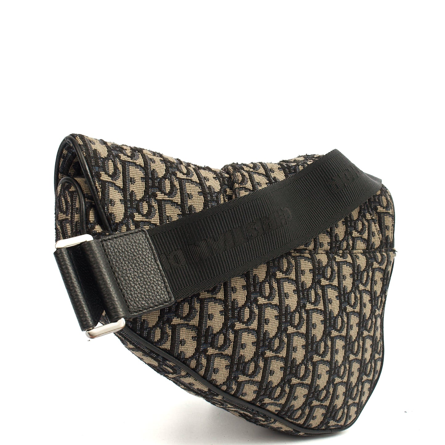 Christian Dior Cross Body Homme - Saddle Bag in Blue, Dior Oblique Embroidery — Back View