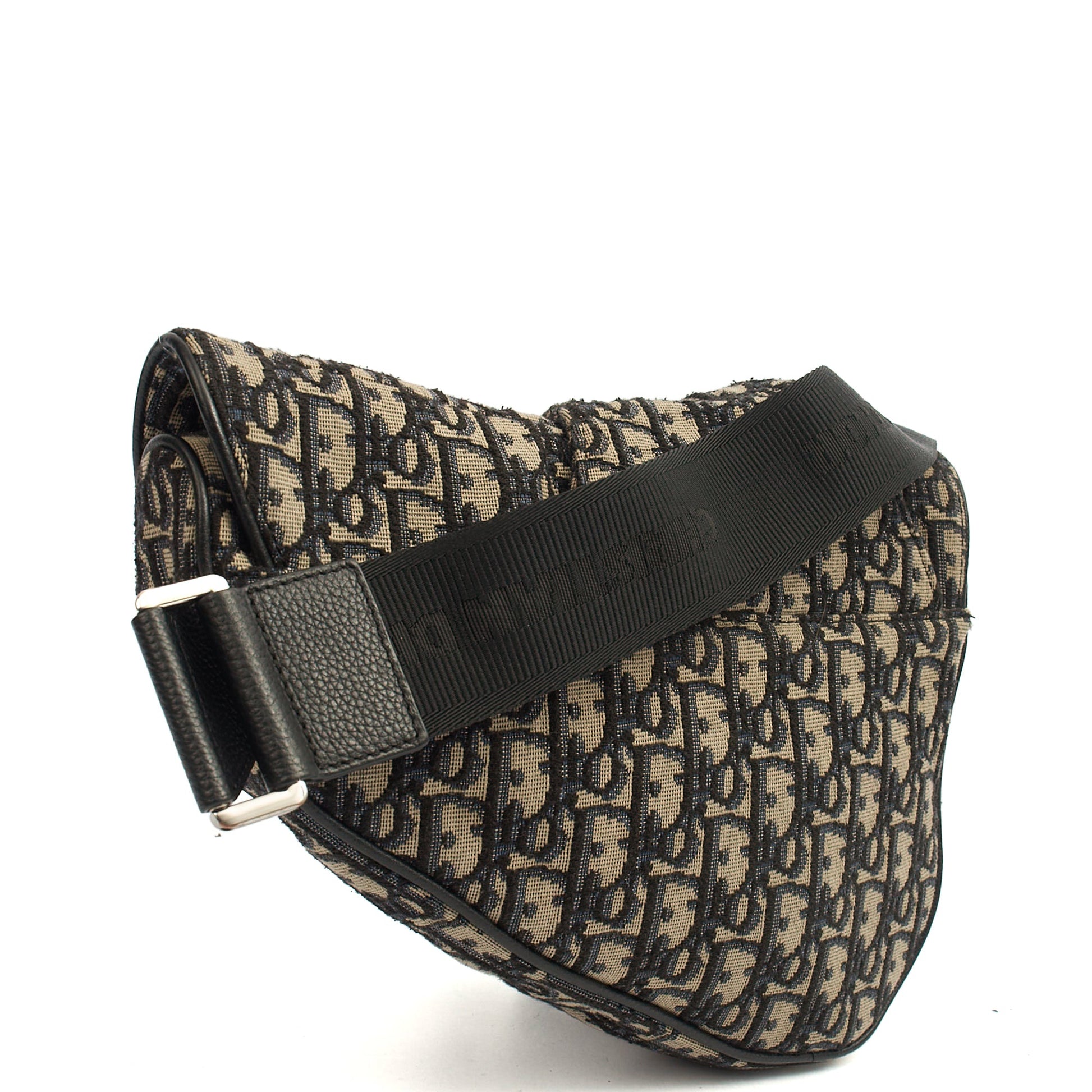 Christian Dior Cross Body Homme - Saddle Bag in Blue, Dior Oblique Embroidery — Back View