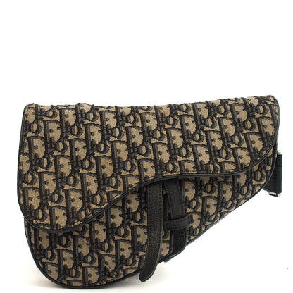 Christian Dior Cross Body Homme - Saddle Bag in Blue, Dior Oblique Embroidery — Front View