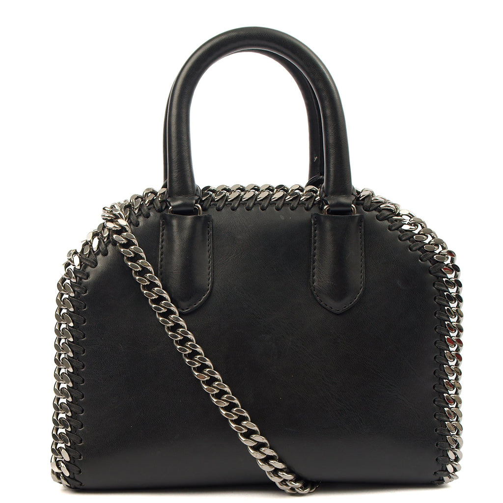 Stella McCartney Top Handle Falabella Mini Tote in Black, Leather — Top View