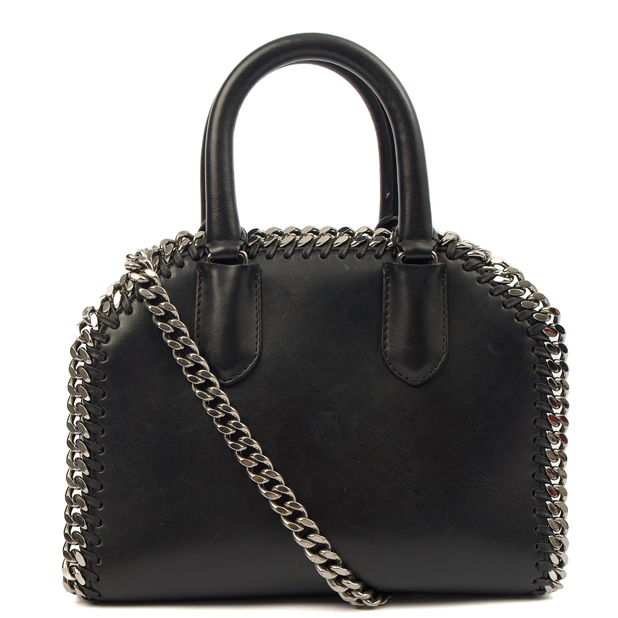 Stella McCartney Top Handle Falabella Mini Tote in Black, Leather — Top View