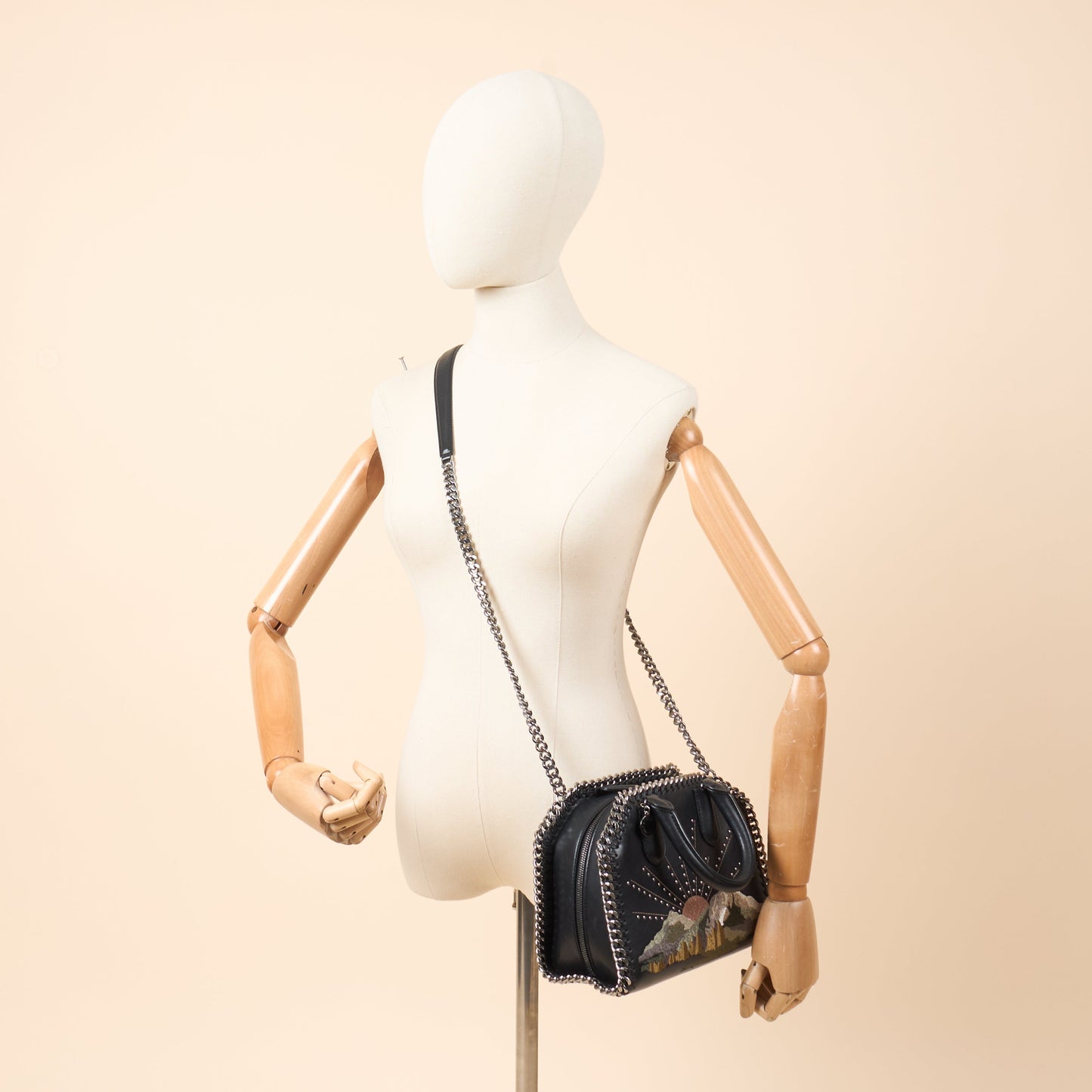 Stella McCartney Top Handle Falabella Mini Tote in Black, Leather — Side View