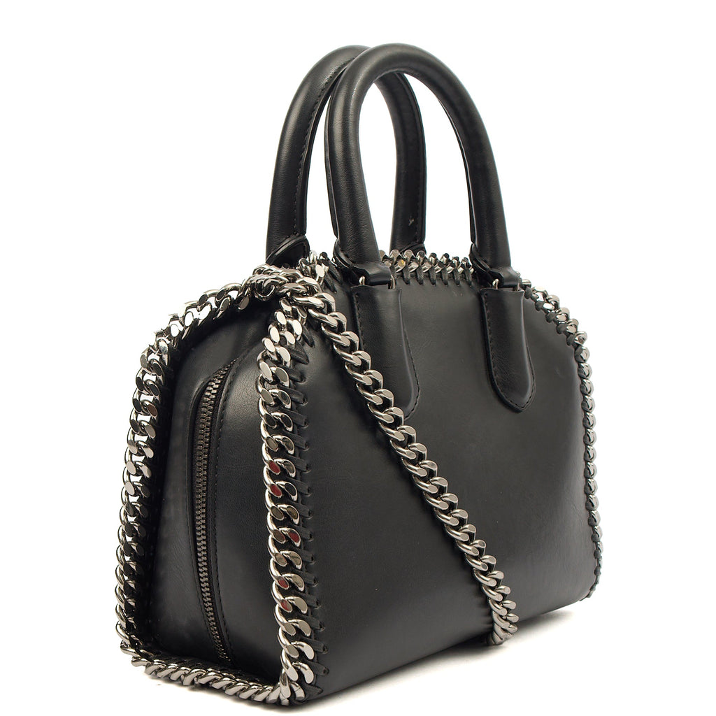 Stella McCartney Top Handle Falabella Mini Tote in Black, Leather — Back View