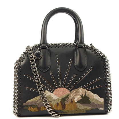 Stella McCartney Top Handle Falabella Mini Tote in Black, Leather — Front View