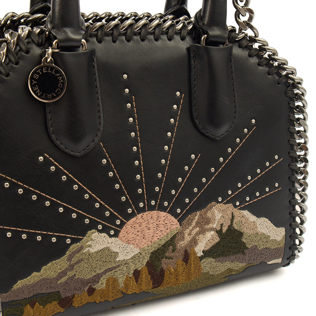 Stella McCartney Top Handle Falabella Mini Tote in Black, Leather — Lifestyle View