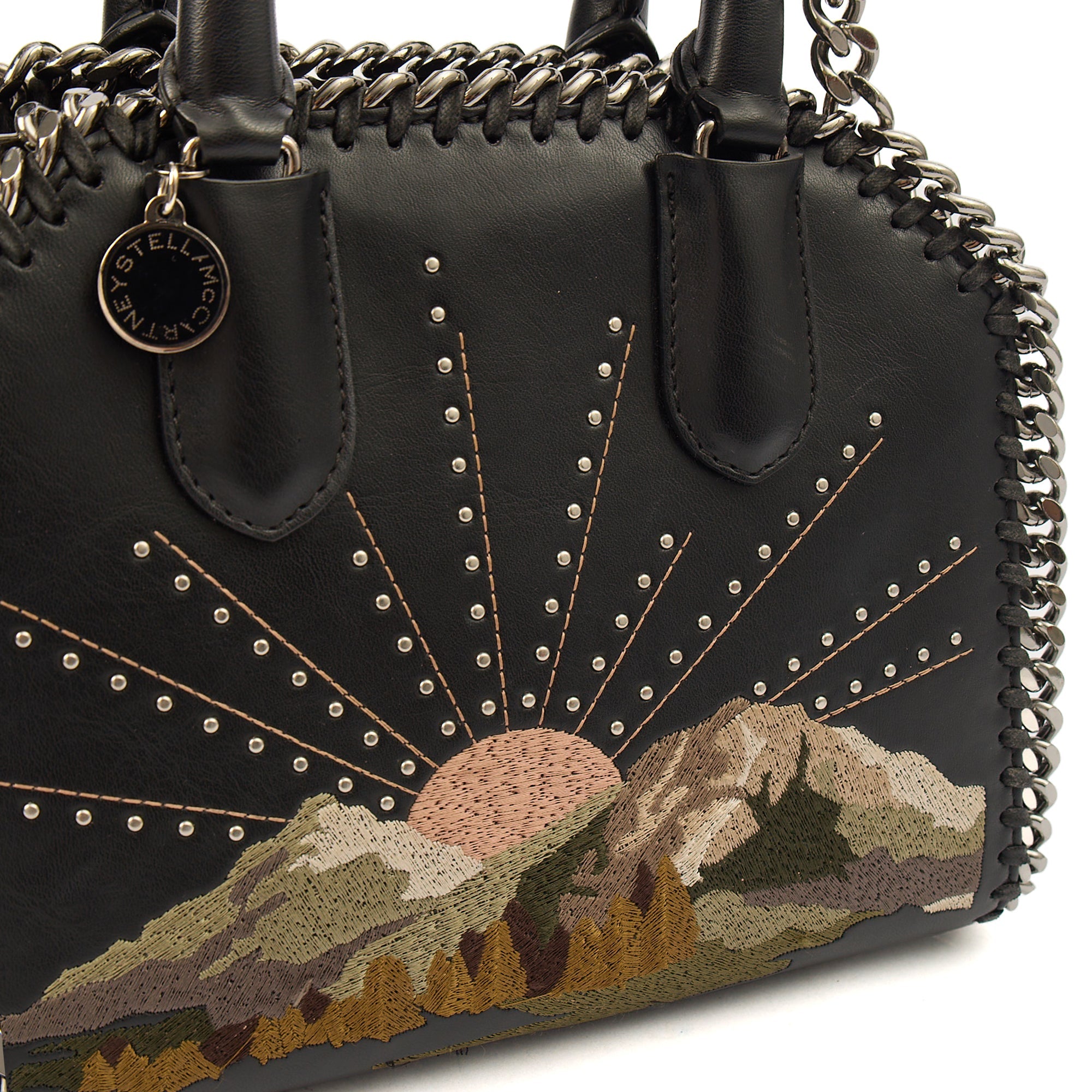 Stella McCartney Top Handle Falabella Mini Tote in Black, Leather — Lifestyle View