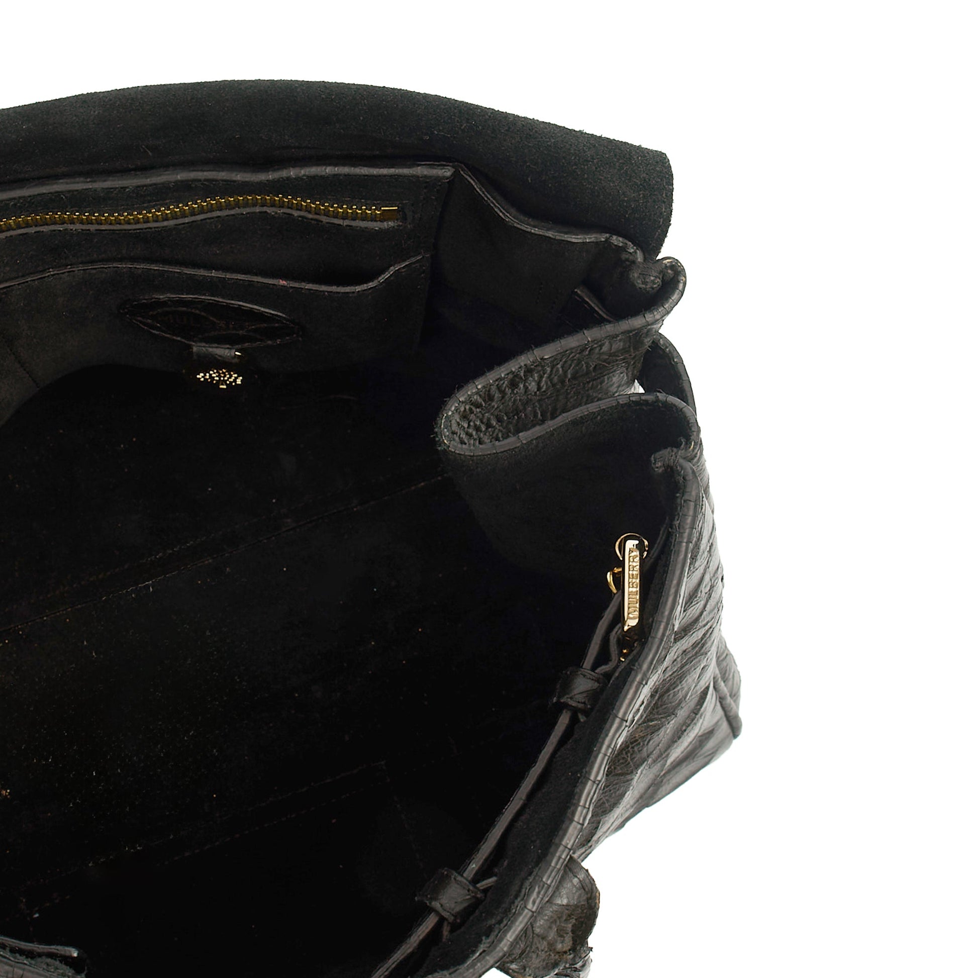 Mulberry Tote Bayswater Heritage in Black, Exotic Effect Leather — Detail View