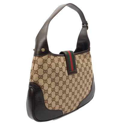 Gucci Shoulder Bag Jackie in Brown, GG Canvas — Side View