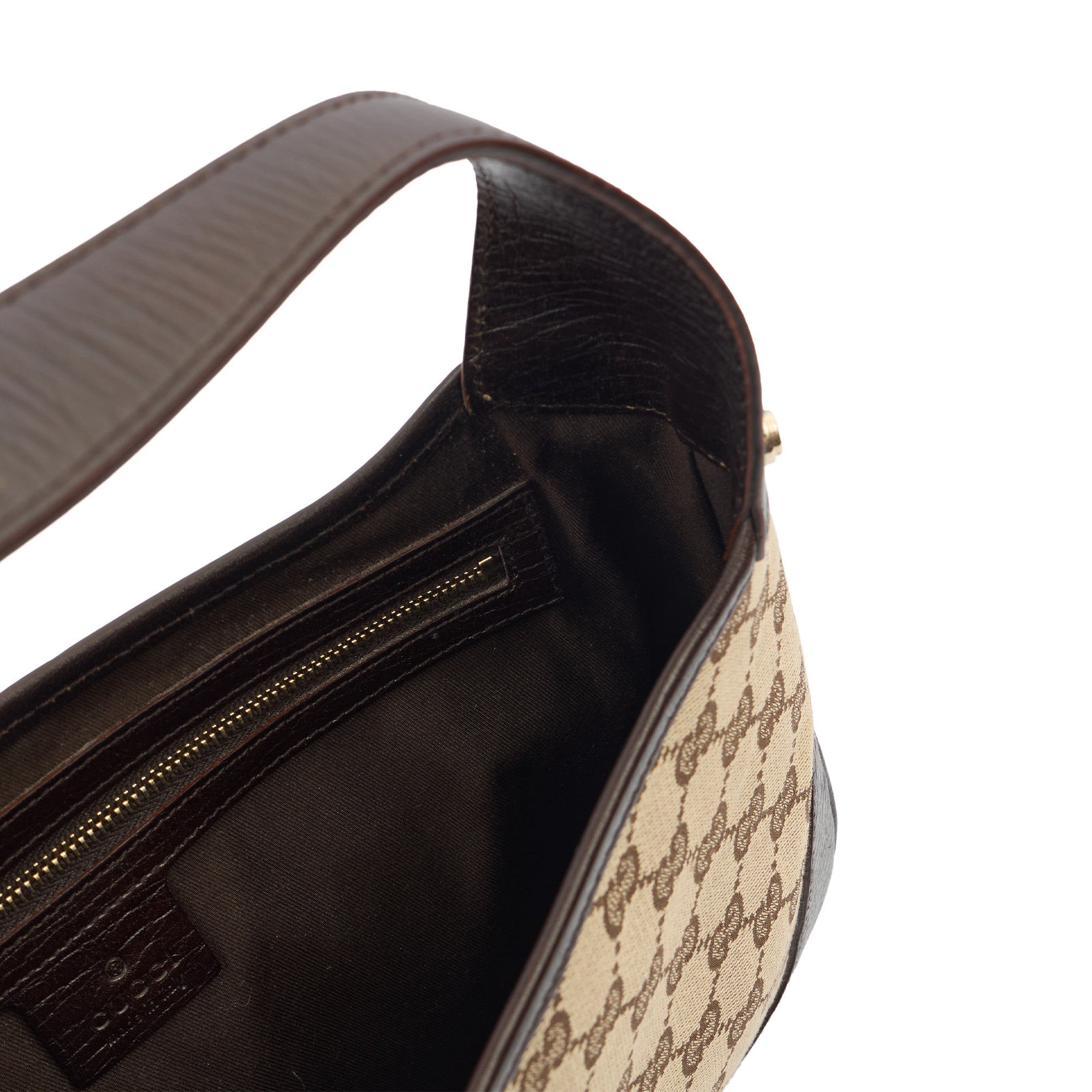 Gucci Shoulder Bag Jackie in Brown, GG Canvas — Detail View