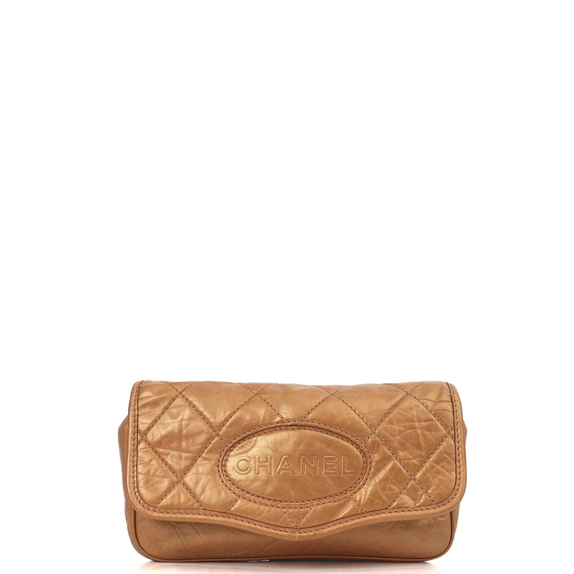 Chanel Shoulder Bag Vintage Shoulder Bag in Metallic, Calfskin Leather — Front View