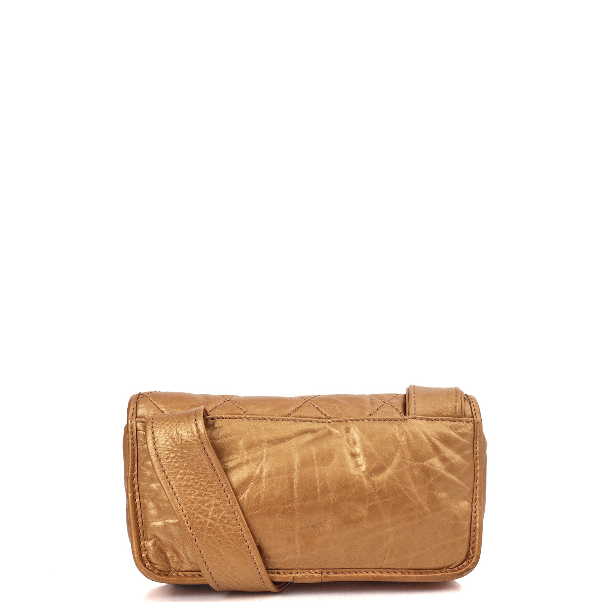 Chanel Shoulder Bag Vintage Shoulder Bag in Metallic, Calfskin Leather — Back View