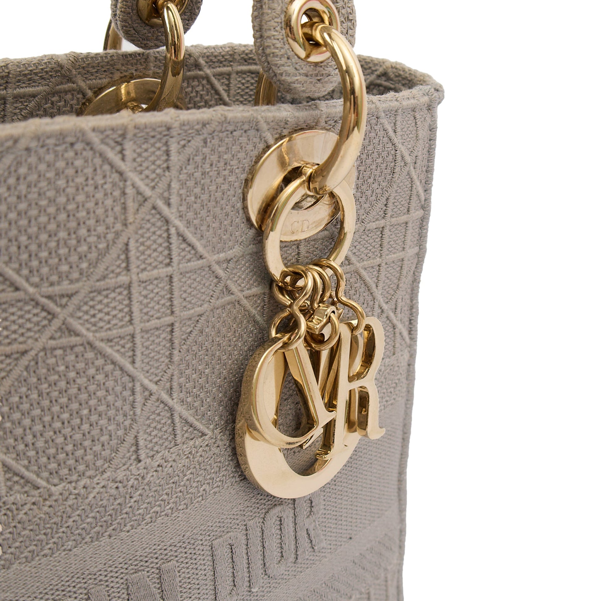 Christian Dior Cross Body Lady D-lite - Medium in Grey, Fabric — Lifestyle View
