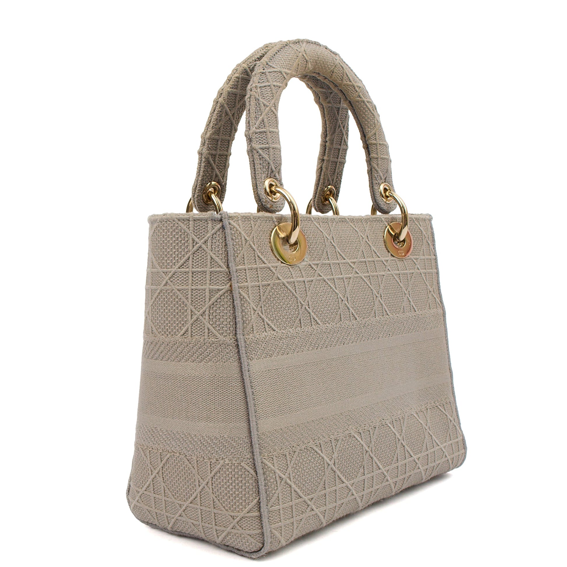 Christian Dior Cross Body Lady D-lite - Medium in Grey, Fabric — Back View