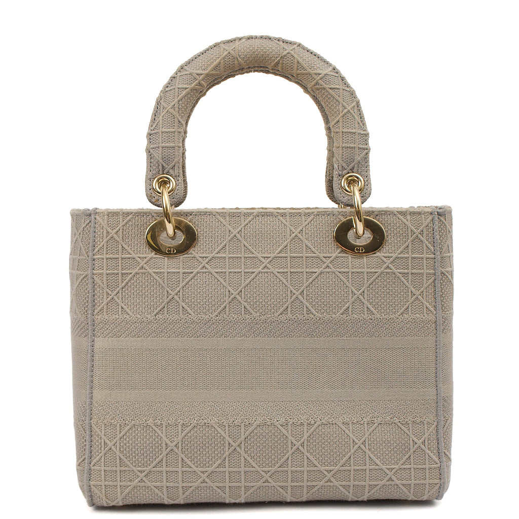 Christian Dior Cross Body Lady D-lite - Medium in Grey, Fabric — Top View